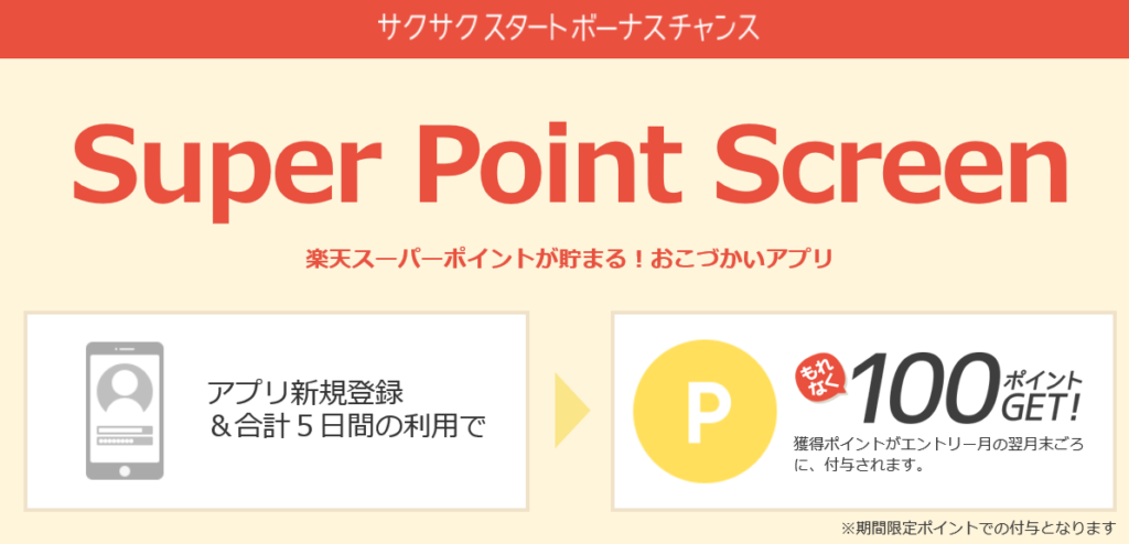楽天super point screen アプリ登録特典