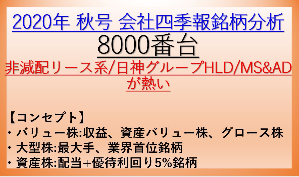 2020年秋号-会社四季報銘柄分析-8000番台