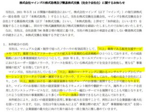 川上業務強化！マインズ子会社化1.