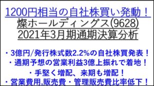 燦ホールディングス-2021年通期決算分析