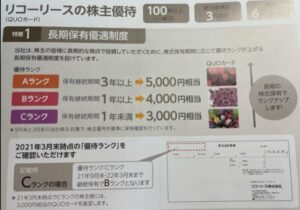 株主優待到着1.リコーリース8566